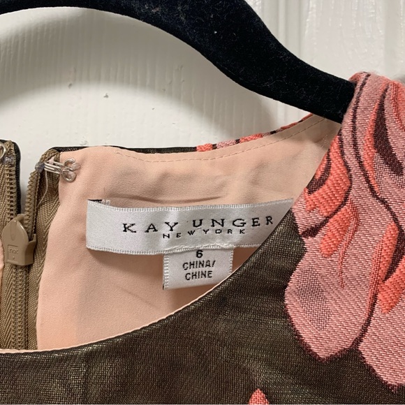 NWT KAY UNGER Anna Floral Print Sleeveless Crew Neck Pleated Tea Midi Dress - Picture 11 of 12